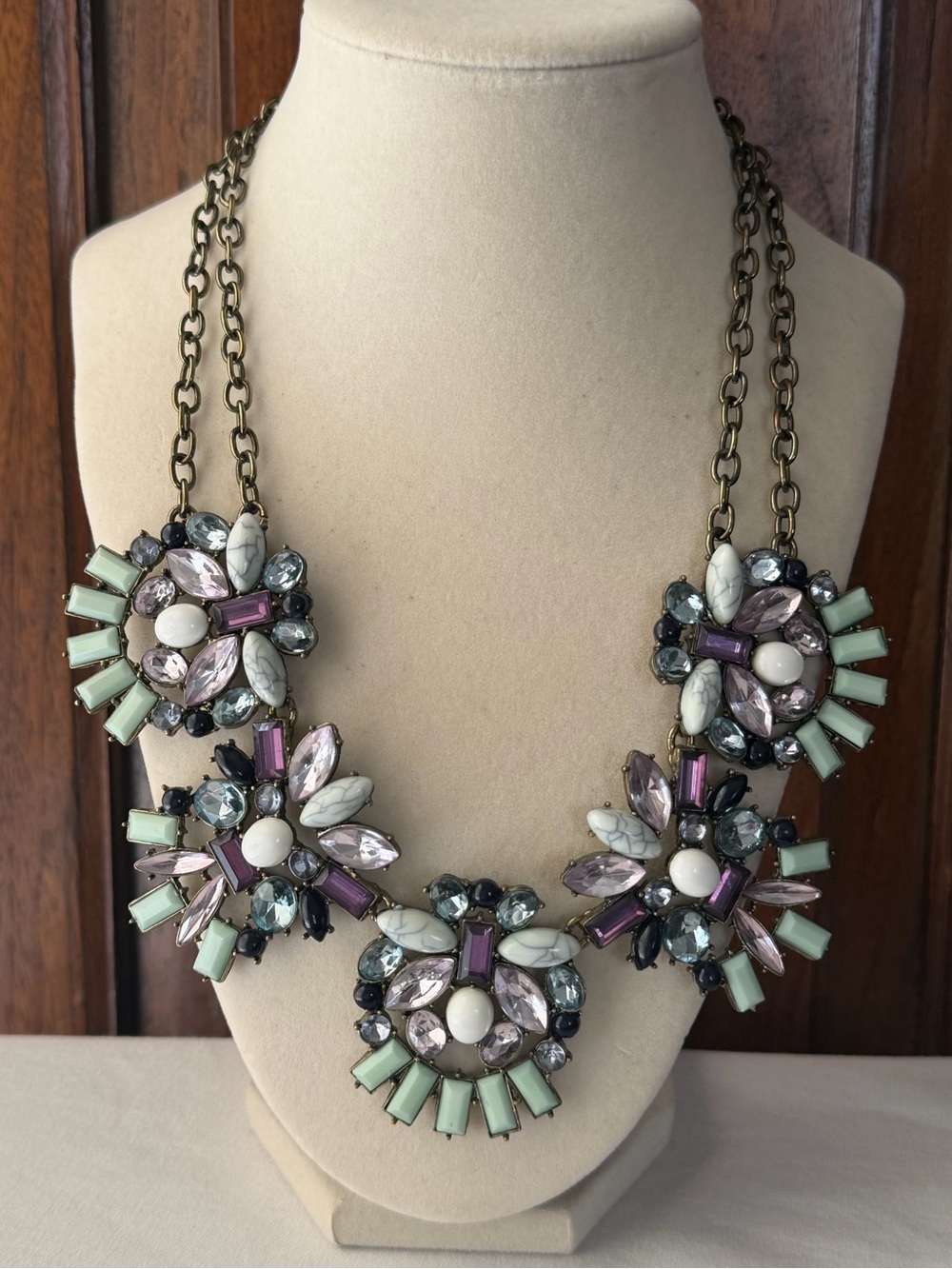 SUGARFIX Pastel Multicolor Rhinestone Statement Bib Necklace